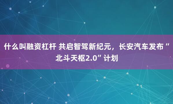 什么叫融资杠杆 共启智驾新纪元，长安汽车发布“北斗天枢2.0”计划