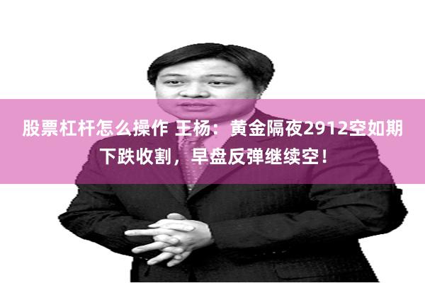 股票杠杆怎么操作 王杨：黄金隔夜2912空如期下跌收割，早盘反弹继续空！