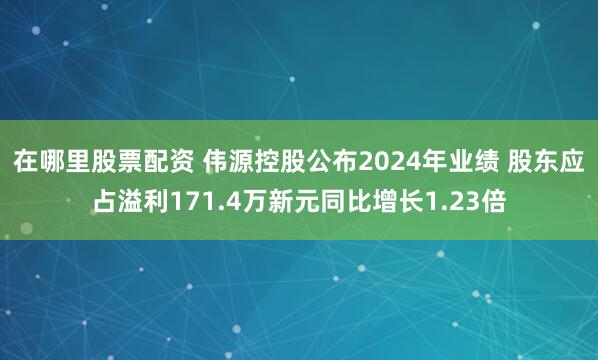 在哪里股票配资 伟源控股公布2024年业绩 股东应占溢利171.4万新元同比增长1.23倍