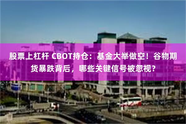股票上杠杆 CBOT持仓：基金大举做空！谷物期货暴跌背后，哪些关键信号被忽视？